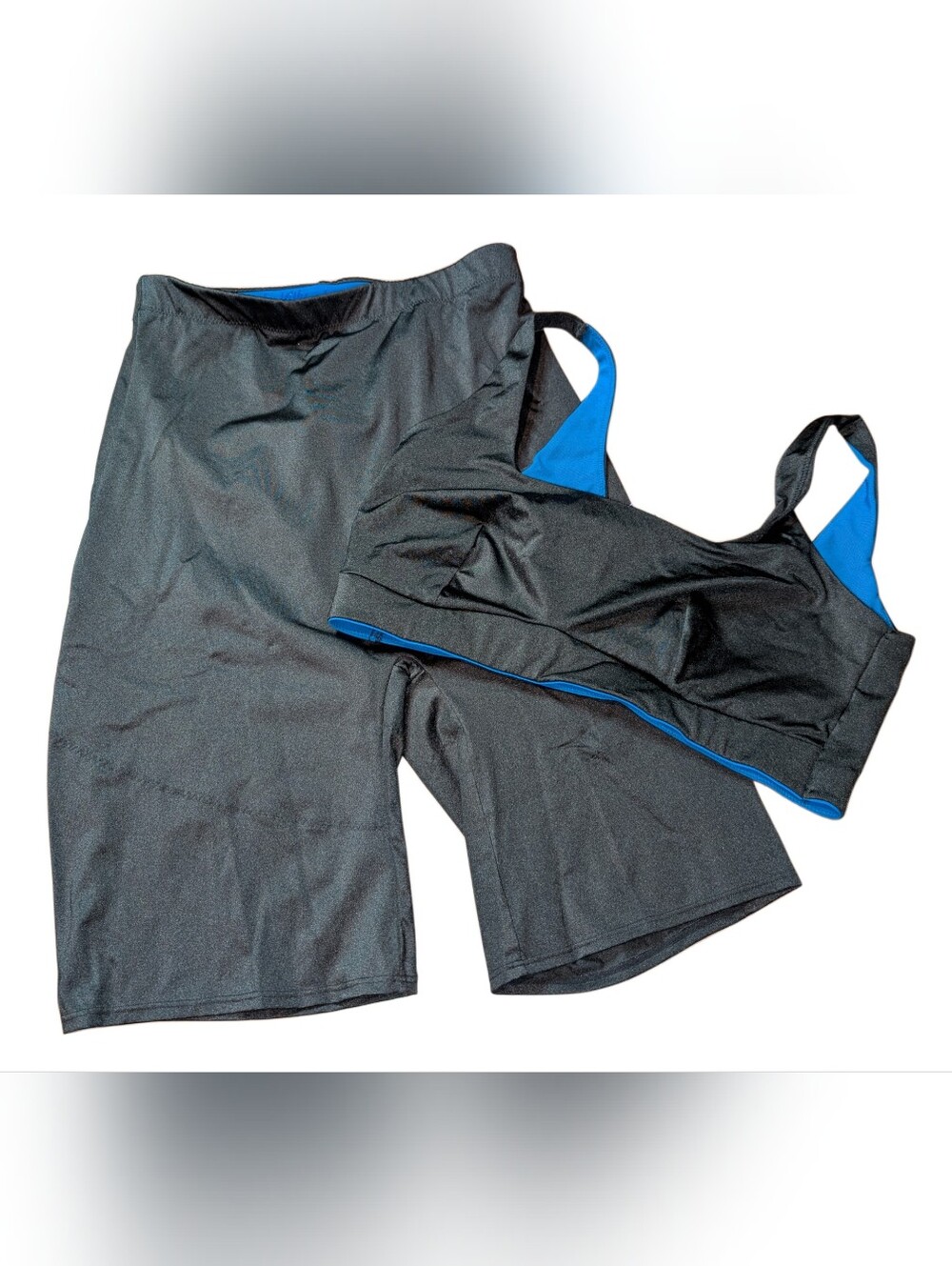 YITTY Black and Blue Sports Bra and Shorts Set